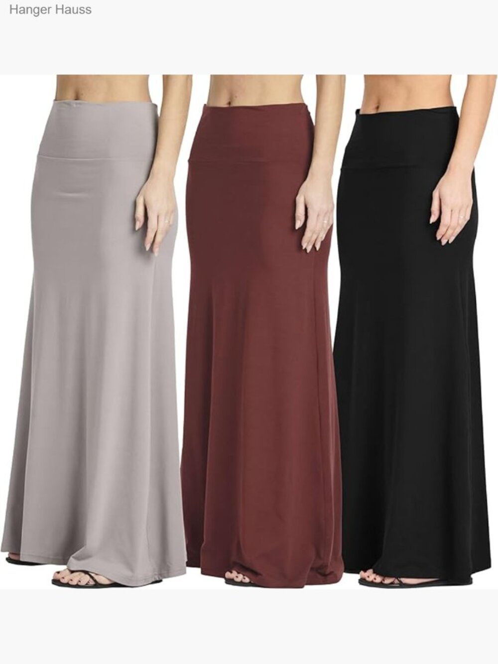 Ultra-Soft Flowy Maxi High Waisted Long Skirts 3-Pack Plus Size